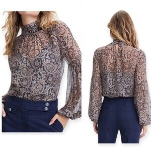 Veronica Beard sheer paisley blouse